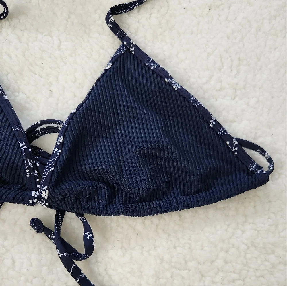 New!Frankie's Bikinis Tia Ribbed Triangle Bikini Top-Dixie‎